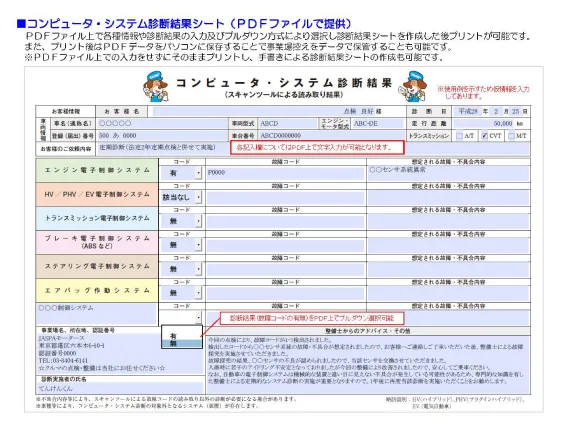 コンピュータ・システム診断結果シート 記入例のプレビュー