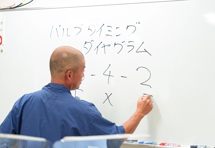 ホワイトボードを使った講習の様子